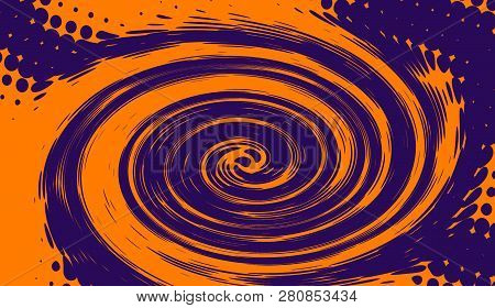 Hypnosis Halftone Psychedelic Art . Graphic Trendy Syntwave Swirl Background.