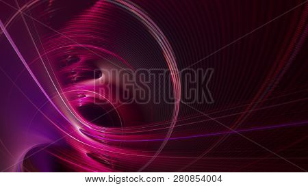 Abstract red background element on black. Fractal graphics. Composition of glowing lines and mption blur traces. Movement and innovation concept.
