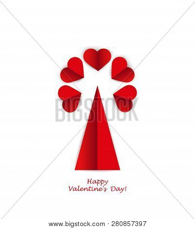 Tree Of Hearts, Imitation Paper. Card Valentine Day