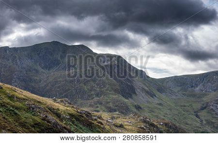 Beautiful Detail Landscape Image Of Mountain Of Tryfan Near Llyn Ogwen In Snowdonia During Early Aut