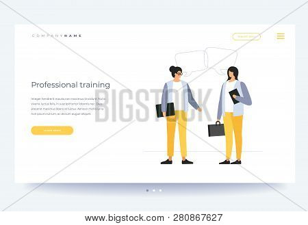 Landing Page Template. Vocational Training And Education. Concept Of Learning, Business Training And