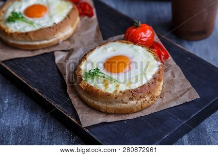 Buns With Melted Cheese And Yolks, Dark Photo