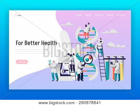 Chemical Laboratory Test Dna Data Landing Page. Medical Pharmaceutical Explorer Equipment Microscope