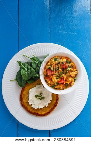 Huevos Pericos Or Colombian Scrambled Egg, Copy Space