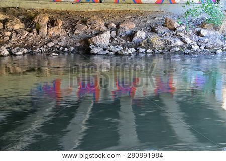 Views Of Jordan River Trail Pedestrian And Train Track Bridge With Surrounding Trees, Russian Olive,