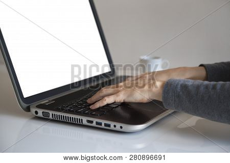 Printing On A Laptop, Office Work Conceptual Photography