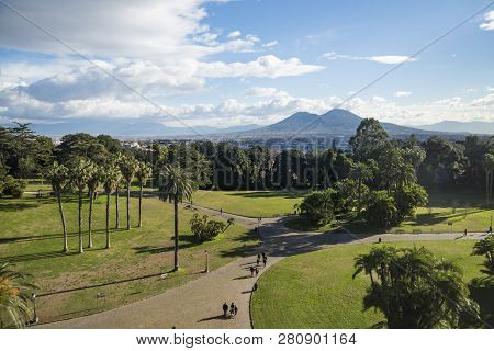 Naples - December 31: View Of Mt.vesuvius, An Active Volcano, From Capodimonte Museum, On December 3