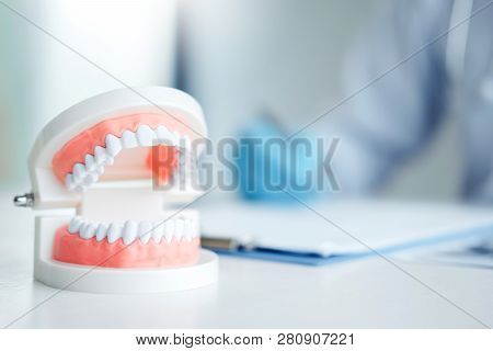 Dentist Learning How To Brush Teeth Concept
