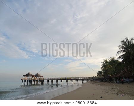 Anyer, Indonesia - June 27, 2018: The Seascape Of Sambolo Beach Anyer.