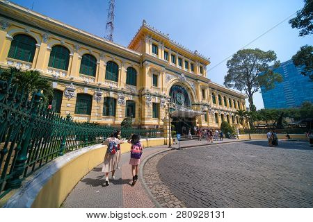 Ho Chi Minh City, Vietnam - 01, 2018: Stock Photo Of Saigon Central Post Office Designed By Gustave 