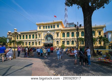 Ho Chi Minh City, Vietnam - 01, 2018: Stock Photo Of Saigon Central Post Office Designed By Gustave 