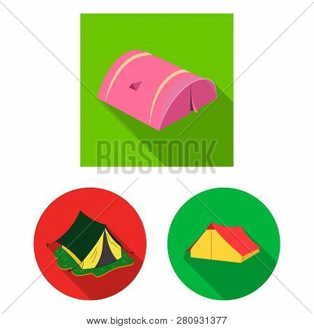 Vector Design Of Tent  And Camp Logo. Set Of Tent  And Forest Stock Vector Illustration.