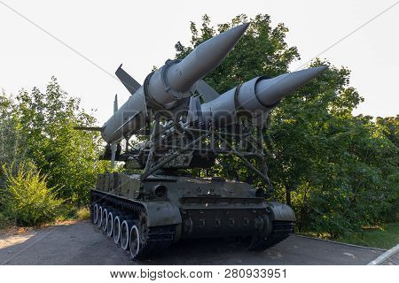 Saratov, Russia - August 16, 2018: Soviet Self-propelled Anti-aircraft Missile System