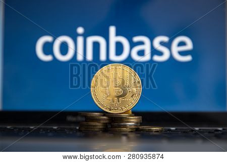 Tula, Russia - January 27, 2019: Coinbase - Buy Bitcoin And More, Secure Wallet Mobile App On The Di