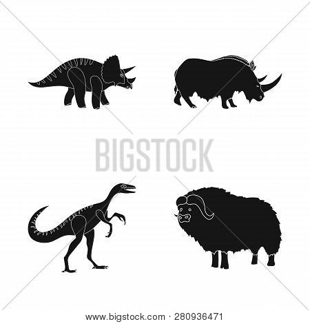Isolated Object Of Animal And Character Logo. Set Of Animal And Ancient  Stock Symbol For Web.