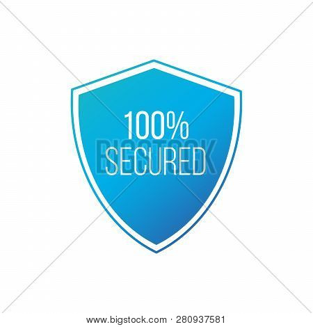 100 Protected Guard Shield Concept. 100 Safety Badge Icon. Privacy Guarantee Shield Banner. Security