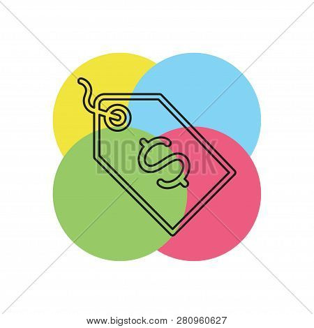 Vector Dollar Tag Sign, Money Dollar Icon - Dollar Bill Symbol, Money Label. Thin Line Pictogram - O