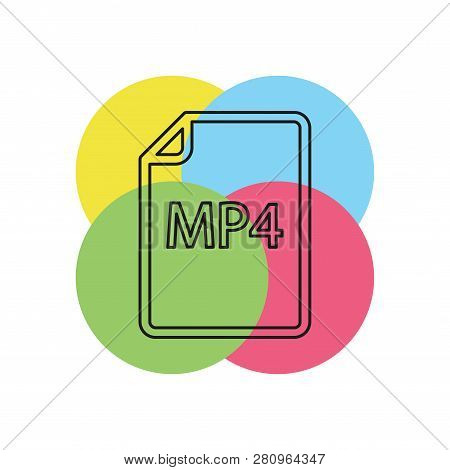 Download Mp4 Document Icon - Vector File Format Symbol. Thin Line Pictogram - Outline Stroke