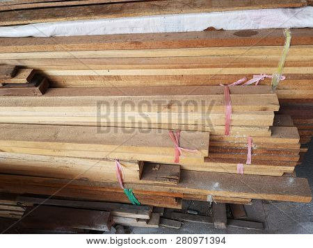 Wood Stack Stacked Together Nature Cut Into Pieces For Decorating Work Or Structer Structure
