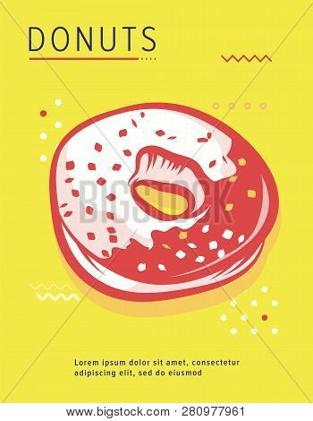 Donut Poster With Cool Design. Vector Stock Illustration.