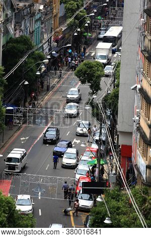 Salvador, Bahia / Brazil - January 7, 2016: Aerial View Of Sete De Setembro Avenue In Downtown Salva