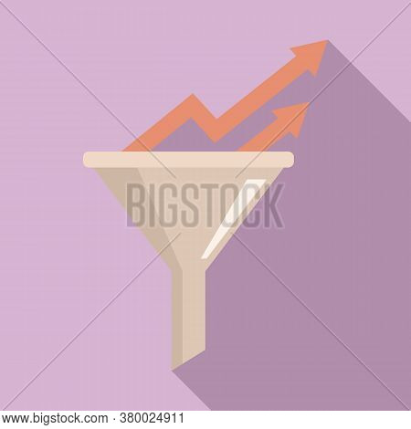 Conversion Rate Graph Funnel Icon. Flat Illustration Of Conversion Rate Graph Funnel Vector Icon For