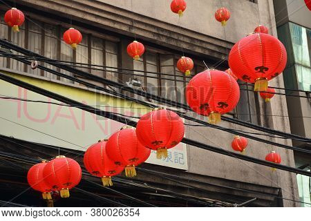 Manila, Ph - Feb 5 - Chinese Lanterns Hanging At Streets On February 5, 2019 In Manila, Philippines.