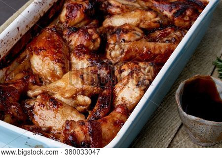 Barbecue Chicken Wings. Slow Cooker Sweet And . Oven Baked Chiken Side View