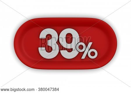 Button with thrity nine percent on white background. Isolated 3D illustration