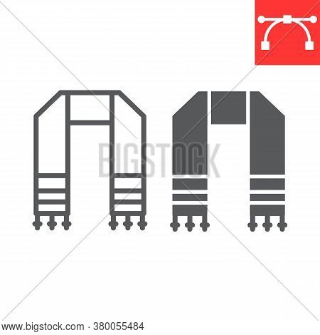 Hebrew Tallit Line And Glyph Icon, Rosh Hashanah And Hanukkah, Jewish Tallit Sign Vector Graphics, E