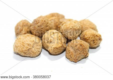 A Picture Of Soya Chunks On White Background