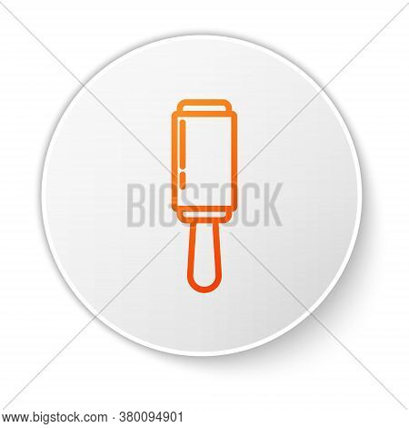 Orange Line Adhesive Roller For Cleaning Clothes Icon Isolated On White Background. Getting Rid Of D