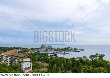 Sea And Coast Views From Khao Sam Muk At Bang Saen In Chon Buri Province In Thailand.