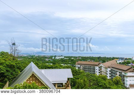 Sea And Coast Views From Khao Sam Muk At Bang Saen In Chon Buri Province In Thailand.