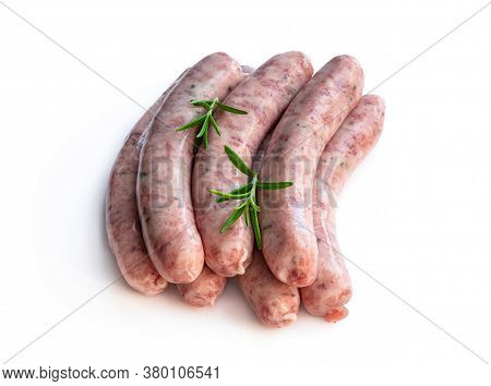 Pork  Sausages Chipolatas Isolated On White Background