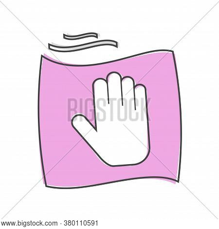 Vector Icon Hand And Rag. Symbol Cleaning And Cleanlines Cartoon Style On White Isolated Background.