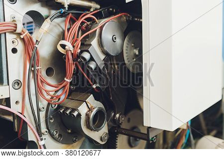 Print Screening Metal Machine. Industrial Printer. Serigraphy Workshop.