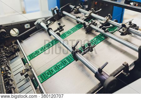 Print Screening Metal Machine. Industrial Printer. Serigraphy Workshop.