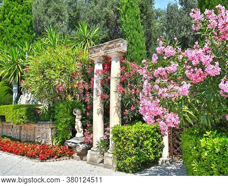 Nice, France- June 17, 2014: Landscape Garden Villa Ephrussi De Rothschild In Saint Jean Cap Ferrat