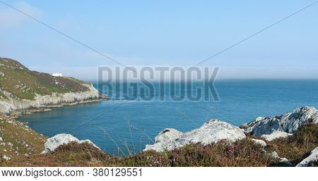 Holy Iland coast line on sunny day. Wales UK