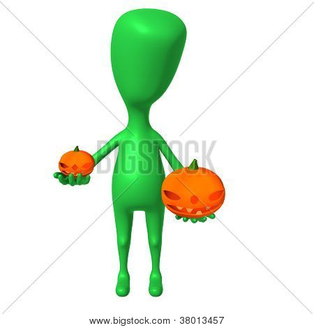 Puppy Compare Medium Size Pumpkin With Small