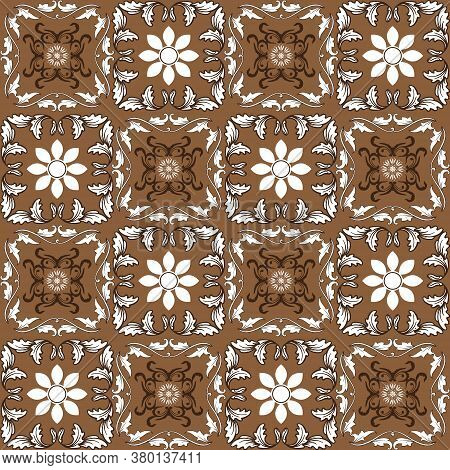 Elegant Motif On Central Java Batik Design With Seamless Brown Color .