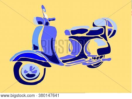 Classic Motorbike/scooter Illustrated In Pop Art Style.