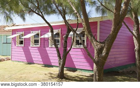 Little Muizenberg Beach Huts, A Small Pink Hut With Four Windows Near A Beach