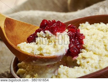 Frugtgrod Sweet Fruit Dish From Denmark. Close Up