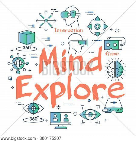 Vector Virtual Reality Concept With Mind Explore Text