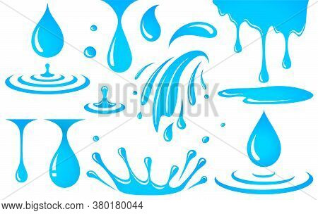 Set Of Water Elements, Drop And Splash