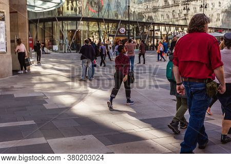 Budapest, Hungary. October 2019: Tourists And Visitors On The Vorosmarty Square In Budapest.