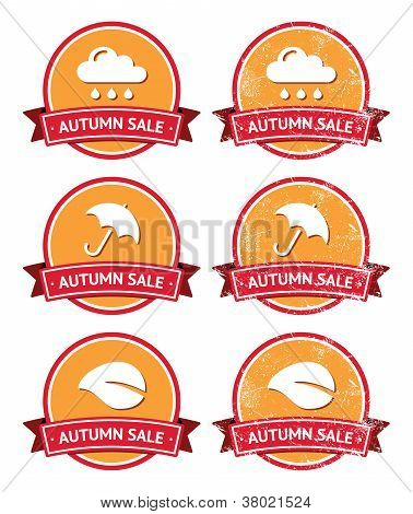 Herbst Verkauf retro Orange und rot labels Grunge-Stil