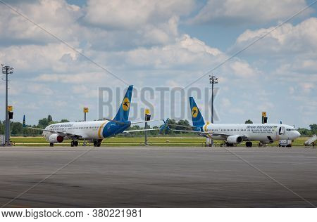 Kyiv, Ukraine - June 23, 2020: Ur-psq Ukraine International Airlines Boeing 737-800. The Plane Lands
